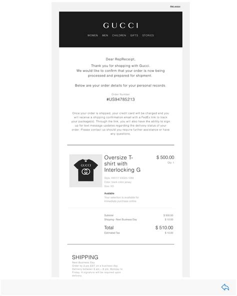 gucci receipt email|gucci receipt maker.